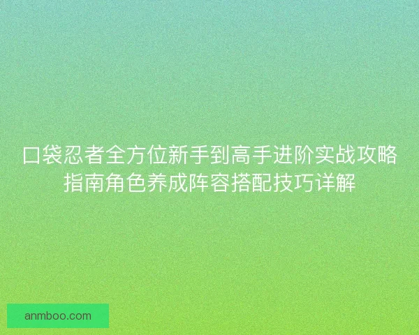 口袋忍者全方位新手到高手进阶实战攻略指南角色养成阵容搭配技巧详解