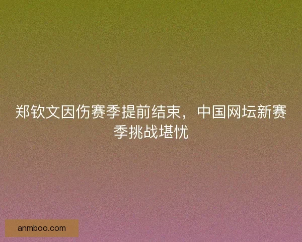 郑钦文因伤赛季提前结束，中国网坛新赛季挑战堪忧